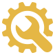 Illustration of a wrench surrounded by a gear to signify industry